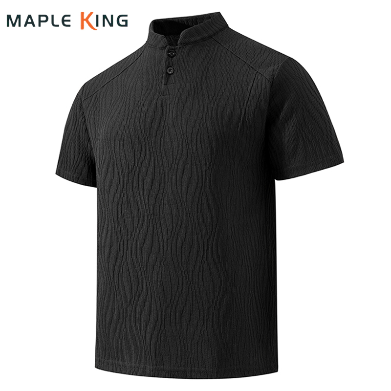 Summer Golf Clothing - Camisa Henley Masculina con Textura de