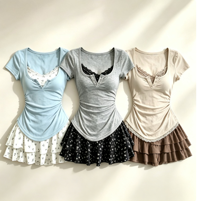 Summer Alt Clothing - Conjunto de 2 Piezas Estilo Lolita