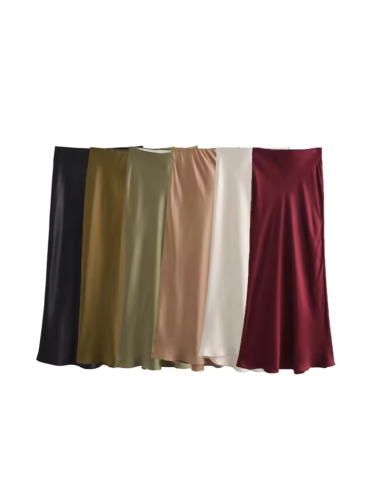 Summer Zara - Falda Midi tipo seda de tacto
