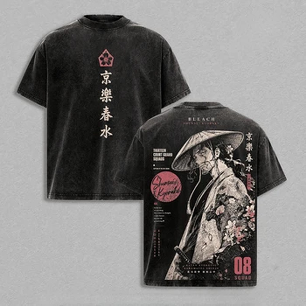 Vintage Summer Clothing Men - Camiseta Kyoraku Shunsui Anime BLEACH, camiseta