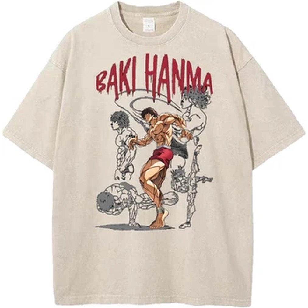 Vintage Summer Clothing Men - Camiseta con estampado de Manga Baki,