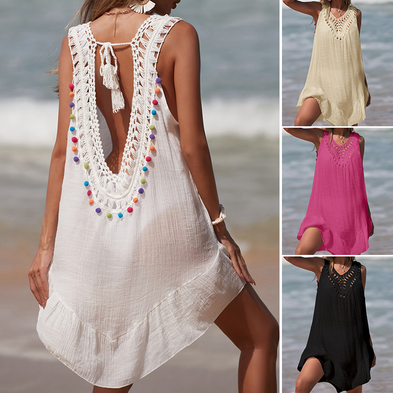 Vestido corto calado con espal - Summer Clothing Colors reseña y precio