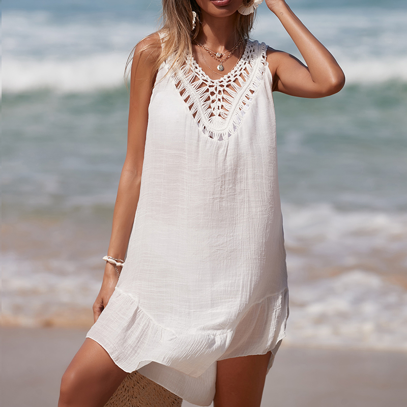 Vestido corto calado con espal - Summer Clothing Colors reseña y precio