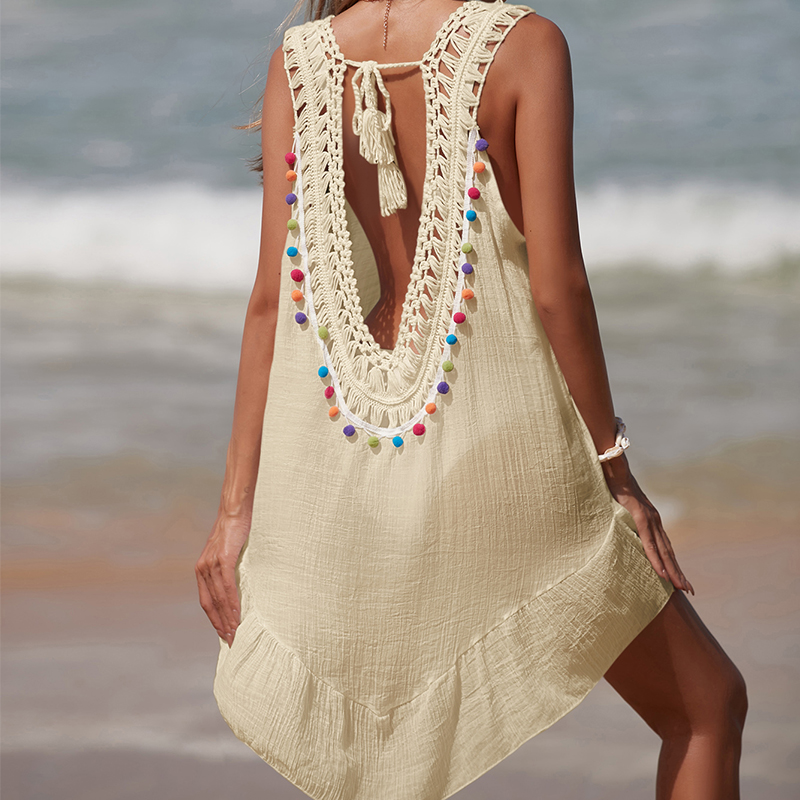 Vestido corto calado con espal - Summer Clothing Colors reseña y precio