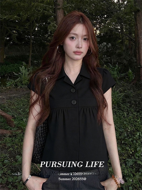 Camisa Negra Holgada con Cuell - Summer Clothing For Teen Girls reseña y precio