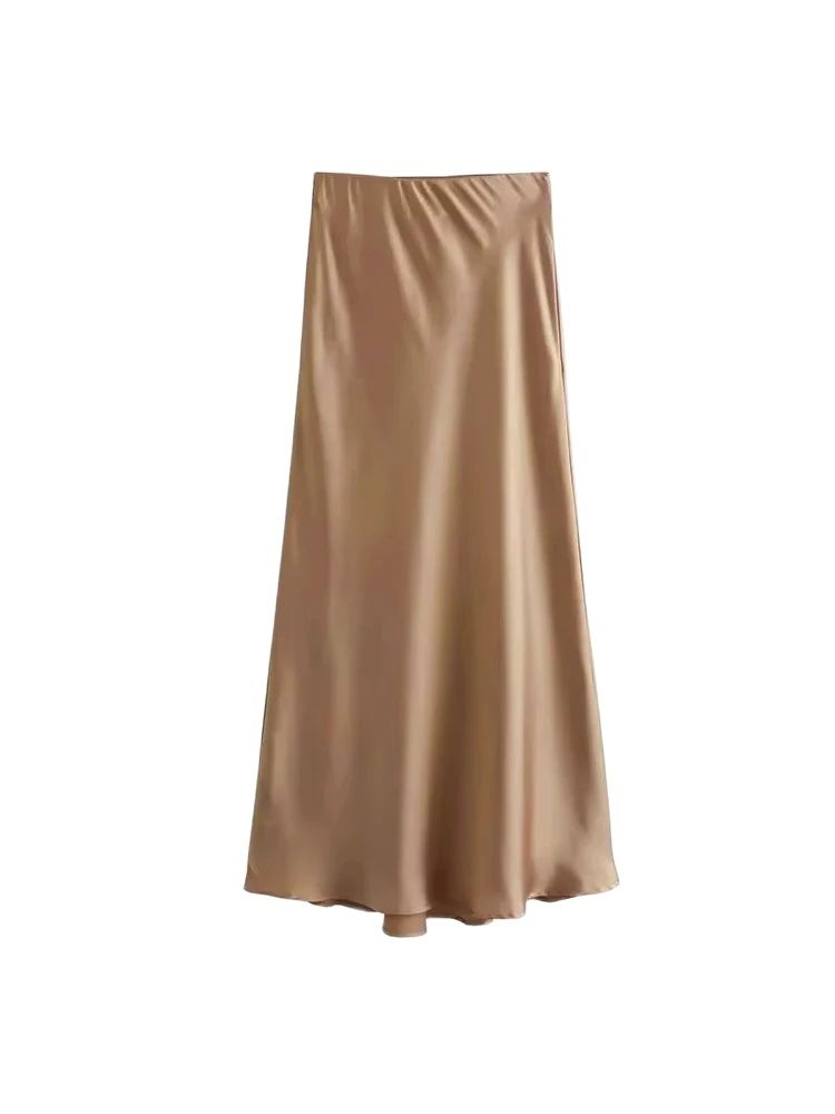 Falda Midi tipo seda de tacto  - Summer Zara reseña y precio